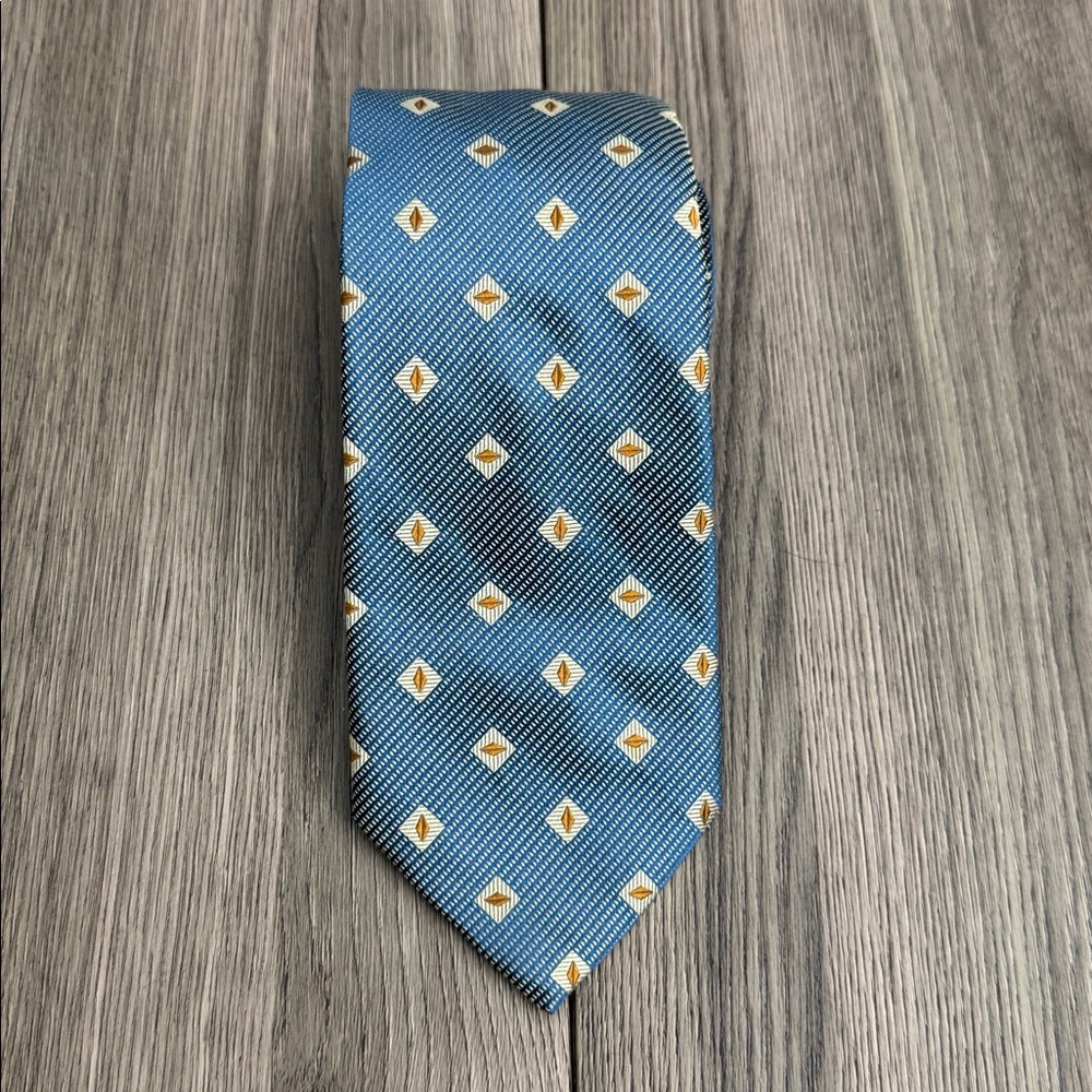 Joseph Abboud 100% Silk Tie Blue Geometric Made in Italy